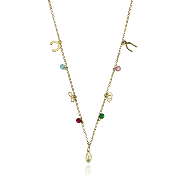 COLAR WOF PRATA DOURADA CHARM COLLECTION PRATA 925