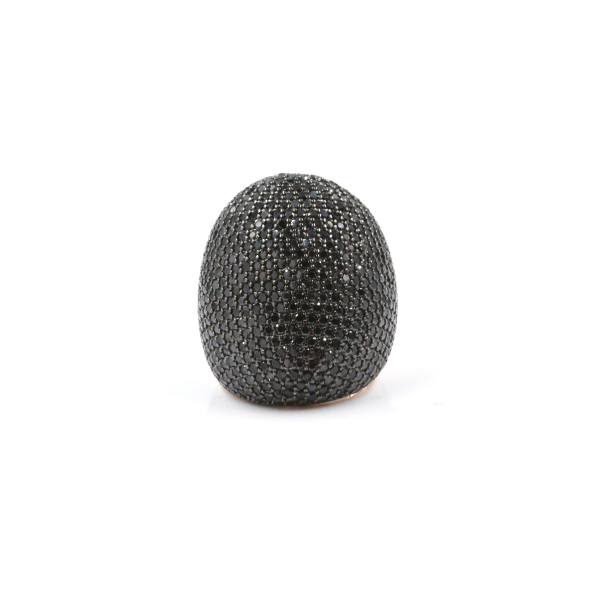 Anel em prata 925 rosa com zircónias pretas